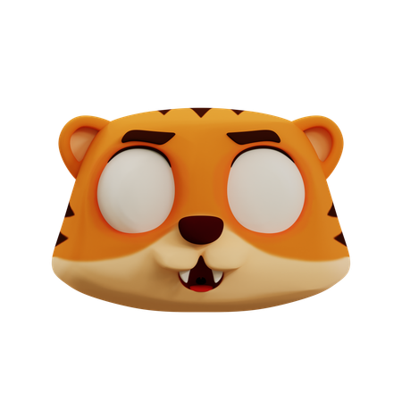 Cute Tiger Scared Emoji  3D Icon