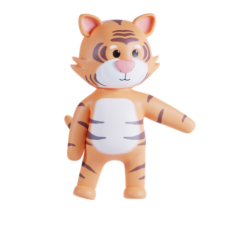 Cute Tiger Showing Something 3D Illustration