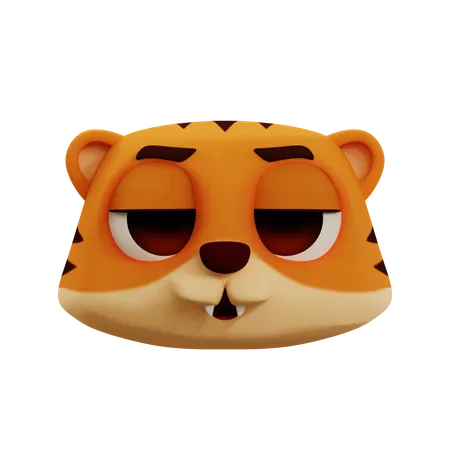 Cute Tiger Sleepy Emoji  3D Icon