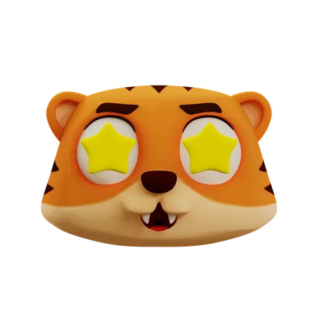Cute Tiger Star Emoji  3D Icon