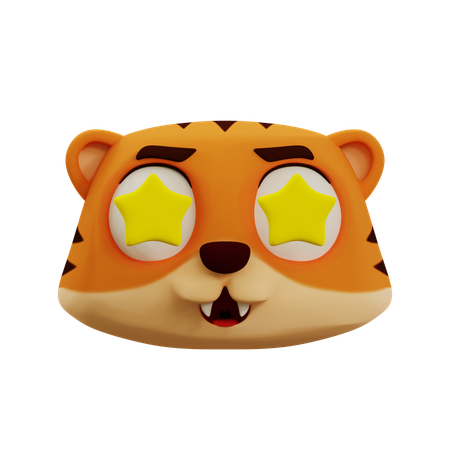 Cute Tiger Star Emoji  3D Icon