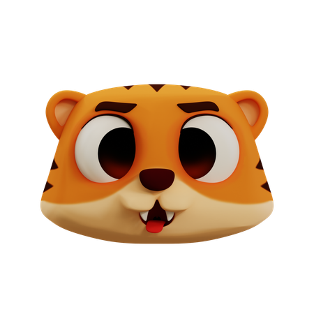 Cute Tiger Tongue Emoji  3D Icon