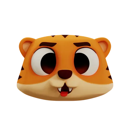 Cute Tiger Tongue Emoji  3D Icon