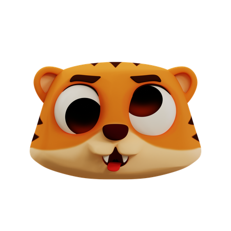 Cute Tiger Ugly Face Emoji  3D Icon