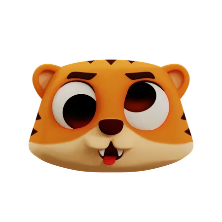 Cute Tiger Ugly Face Emoji  3D Icon