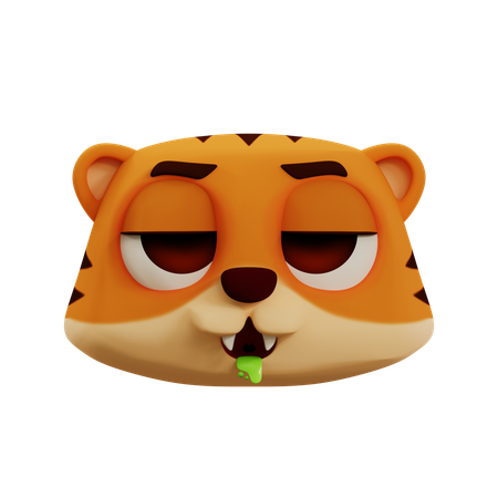 Cute Tiger Vomiting Emoji  3D Icon