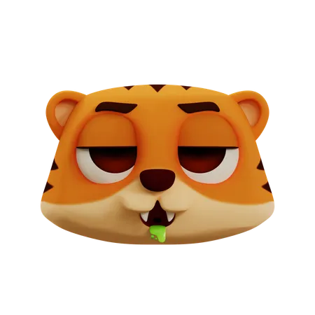 Cute Tiger Vomiting Emoji  3D Icon