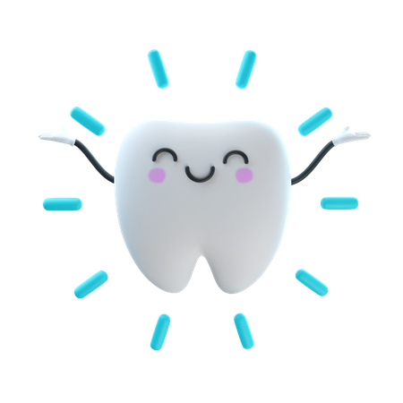 Cute Tooth Glowing  3D Illustration