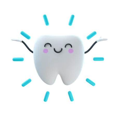 Cute Tooth Glowing  3D Illustration