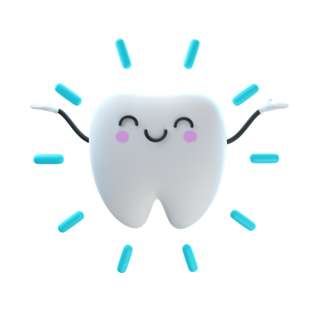 Cute Tooth Glowing 3D Illustration