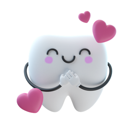 Cute Tooth Love  3D Illustration