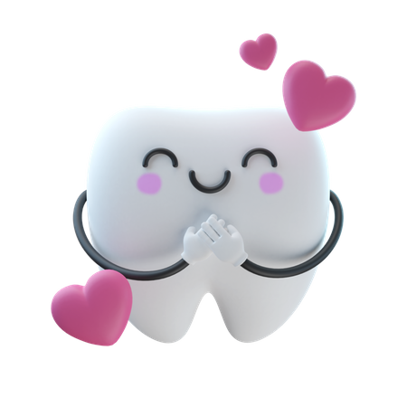 Cute Tooth Love 3D Illustration