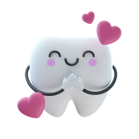 Cute Tooth Love 3D Illustration