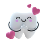 cute tooth love emoji 3d