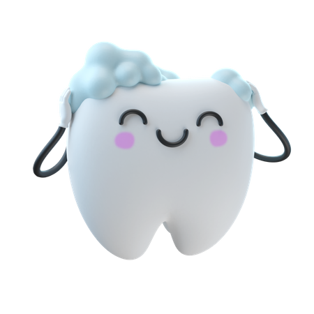Cute Tooth Shower 3D Illustration