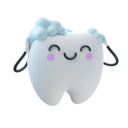 Cute Tooth Shower 3D Illustration