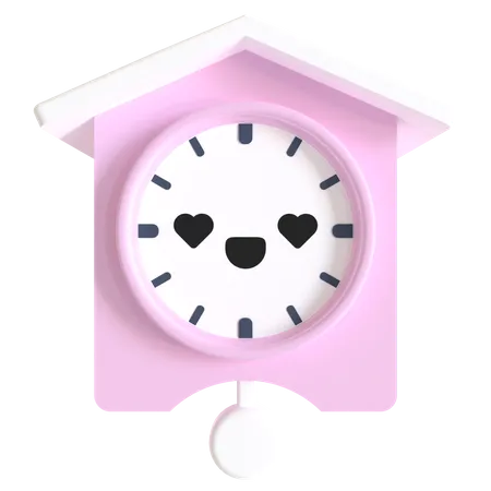 Wall Clock With Love Face Expression 3D Illustration
