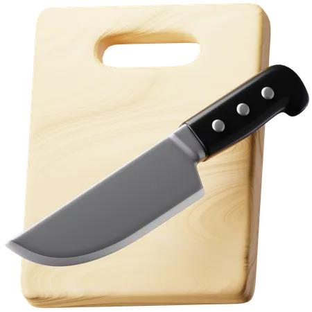 Cutting Board And Knife 3 D Illustration 3D Icon