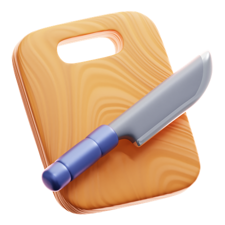 Cutting Board And Knife  3D Icon