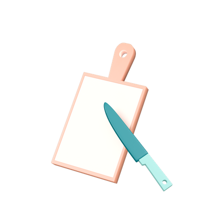 Cutting Board And Knife  3D Icon