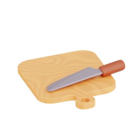 Cutting Board with Knife  3D Illustration