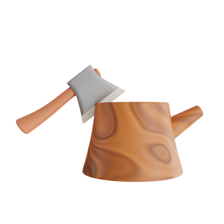 Cutting Lumber Through Axe  3D Icon