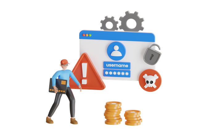 Cyber Attack Alert  3D Icon