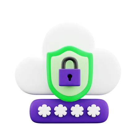 Cyber Cloud Security  3D Icon
