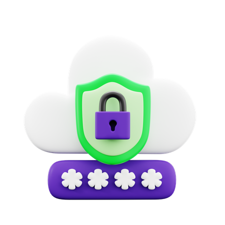 Cyber Cloud Security  3D Icon