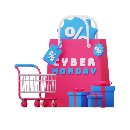 Boutique de sacs du cyber lundi  3D Icon