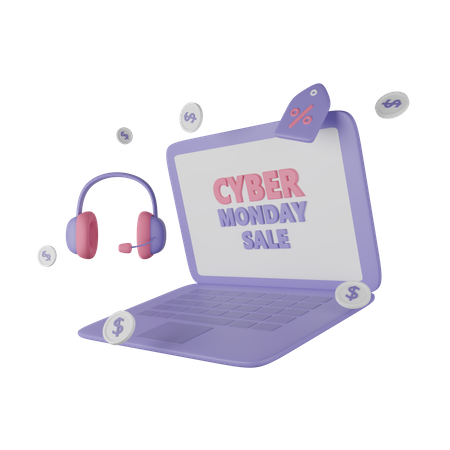Vente en ligne du cyber lundi  3D Icon