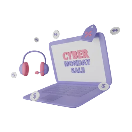 Vente en ligne du cyber lundi  3D Icon