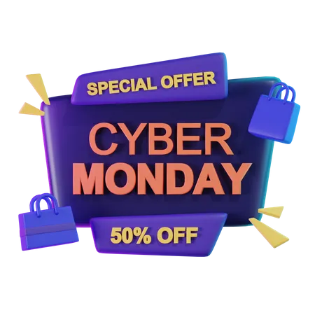 Cyber Monday 50 Percent Off  3D Icon