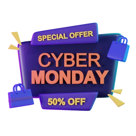 Cyber Monday 50 por ciento de descuento  3D Icon