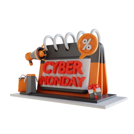 3 D Illustration Cyber Monday Calendar 3D Icon