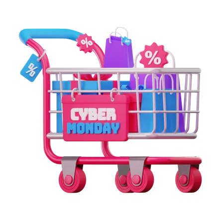 Cyber Monday Cart  3D Icon