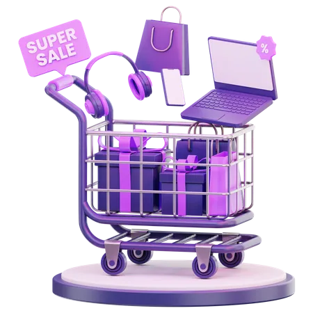 Cyber Monday Cart  3D Icon