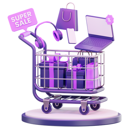 Cyber Monday Cart  3D Icon