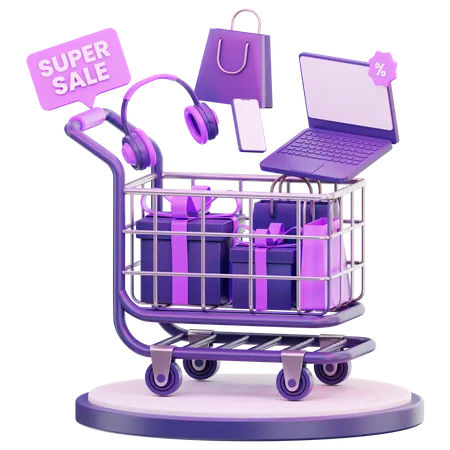 Trolley Cart Cyber Monday 3D Icon