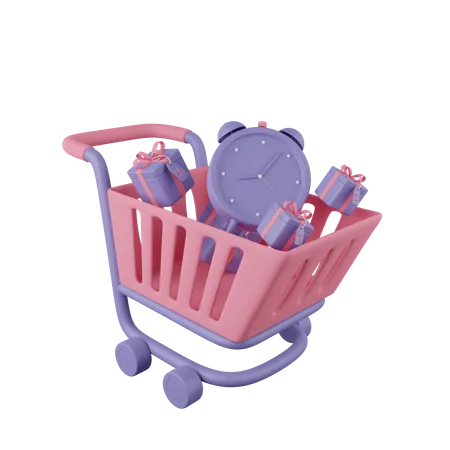 Cyber Monday Cart Clock  3D Icon