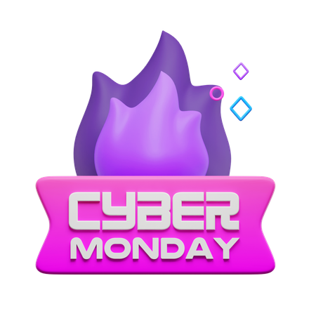 Cyber Monday Fire Sticker  3D Icon