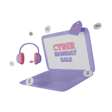 Cyber Monday Online Sale 3D Icon