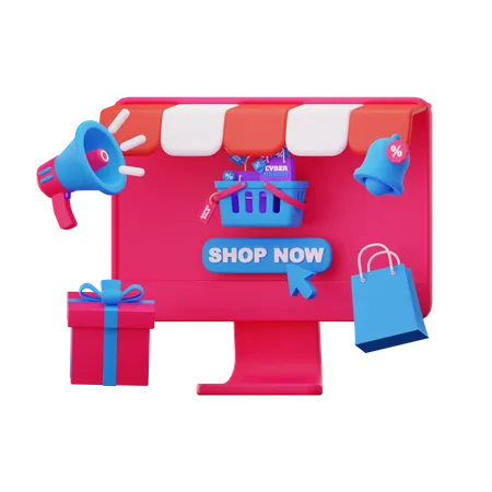 Cyber Monday Online Shop  3D Icon