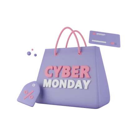 Cyber Monday Shopping Bag With Tag  3D Icon