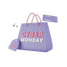 3d for cyber monday shopping bag with tag