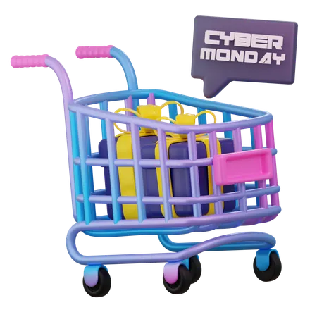 Cyber Monday Shopping Cart  3D Icon