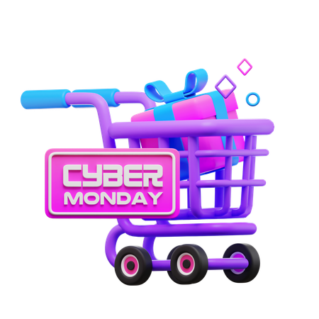 Cyber Monday Shopping Cart  3D Icon