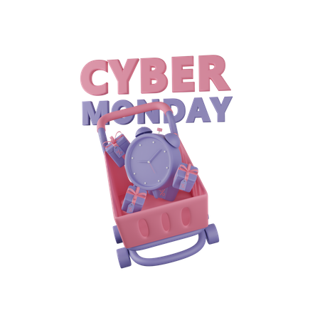 Cyber Monday Trolley Clock  3D Icon