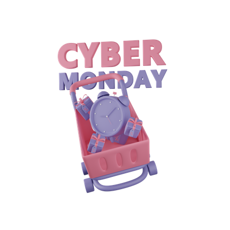 Reloj del carro del cyber monday  3D Icon