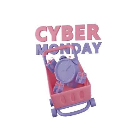 Reloj del carro del cyber monday  3D Icon